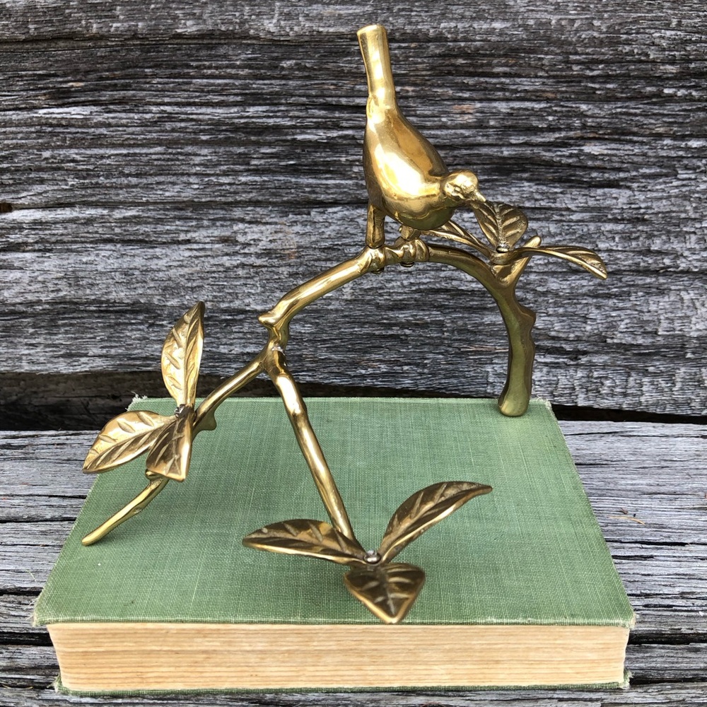 Boho Brass Bird on Branch decor Decorative Accent in Gold✨